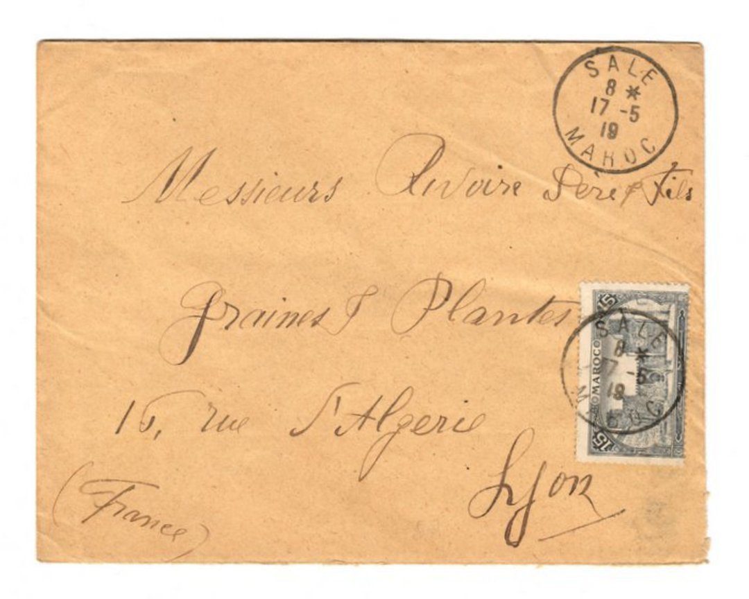 FRENCH MOROCCO 1919 Letter from Sale to Lyon. - 37714 - PostalHist image 0