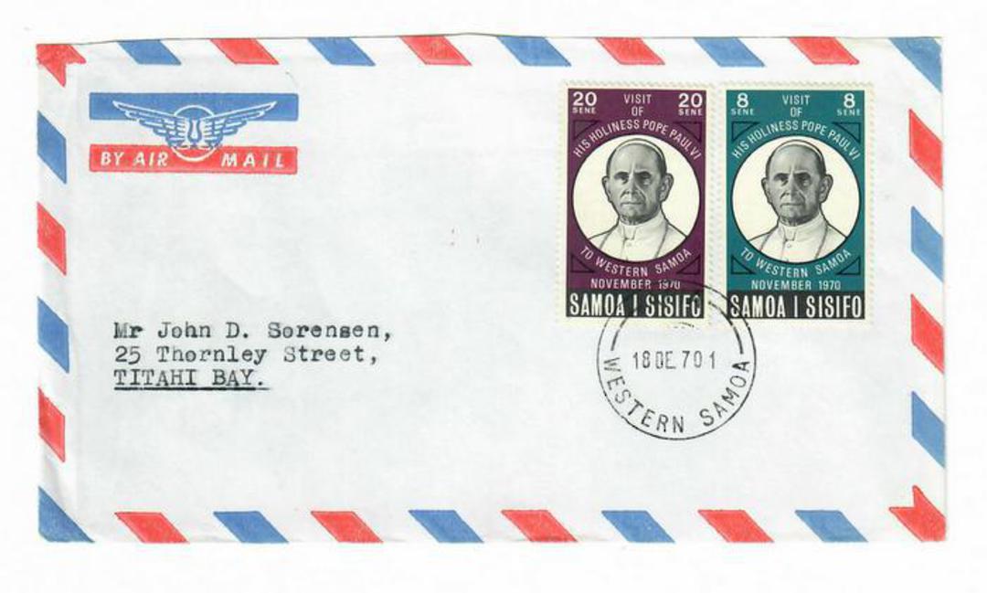 SAMOA 1970 Visit of Pope Paul. Set of 2 on first day cover. - 32117 - FDC image 0