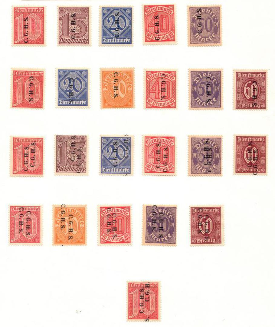 UPPER SILESIA INTER_ALLIED COMMISSION 1920 Definitives on Germany Officials. Two pages from collection with extensive overprint image 0