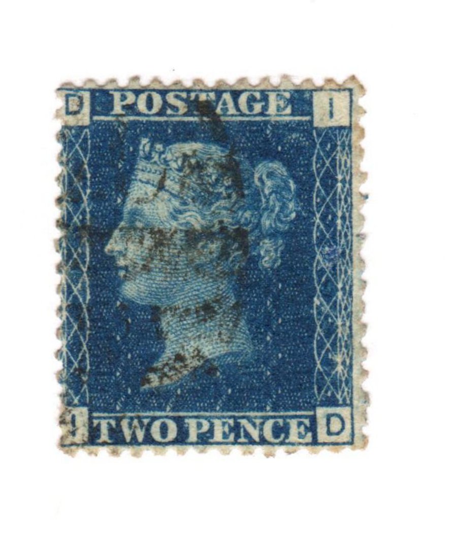 GREAT BRITAIN 1858 2d Blue. Die 2. Perf 14. Wmk Large Crown. Thin lines. Centred west. Letters DIID. - 70421 - Used image 0