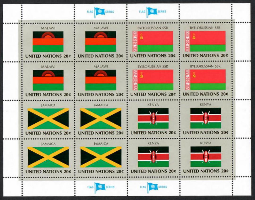 UNITED NATIONS Flag series. Sheet of 16 stamps. The flags of Malawi Byelorussia SSR Jamaica and Kenya. - 113451 - UHM image 0