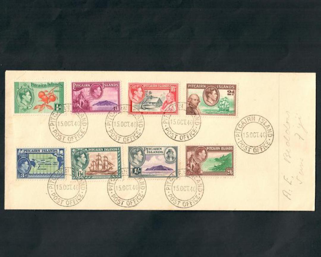 PITCAIRN ISLANDS 1940 Geo 6th Definitives. Set of 8 on first day cover 15/10/1940. - 51985 - FDC image 0