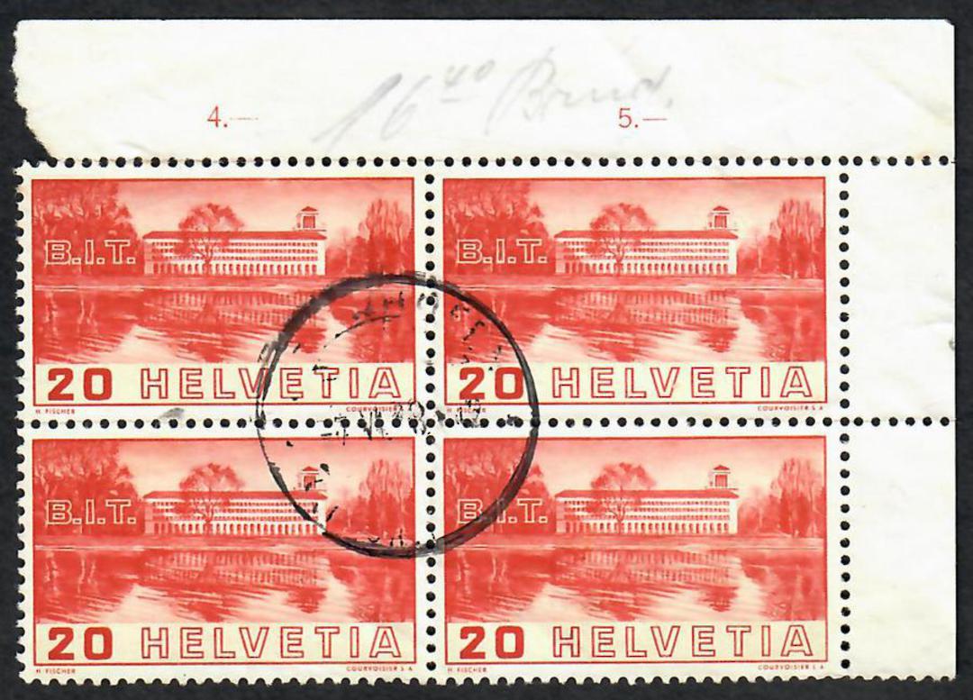 SWITZERLAND 1938 Definitive 20c Red and Buff. Block of 4. - 23319 - Used image 0