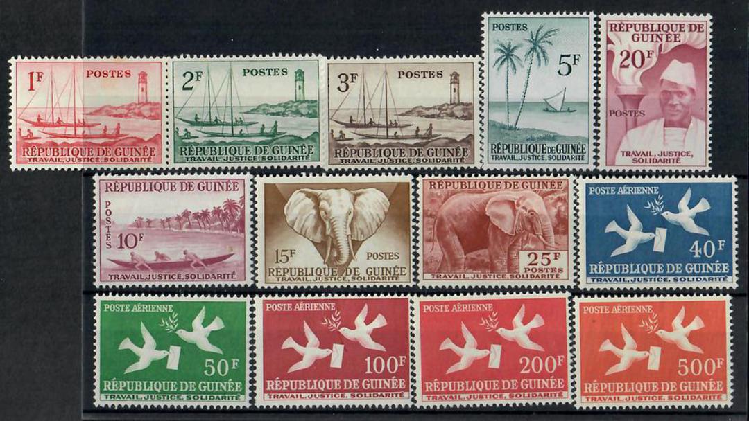 GUINEA 1959 Definitives. Set of 13. Thematic LIGHTHOUSES ELEPHANTS SHIPS. - 24926 - UHM image 0