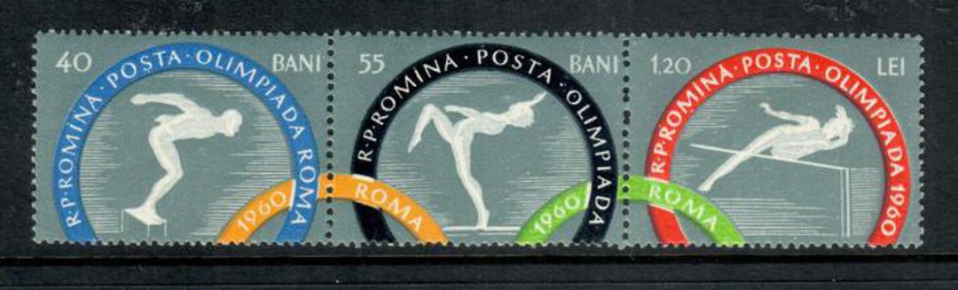 RUMANIA 1960 Olympics. Strip of 3. - 52143 - UHM image 0
