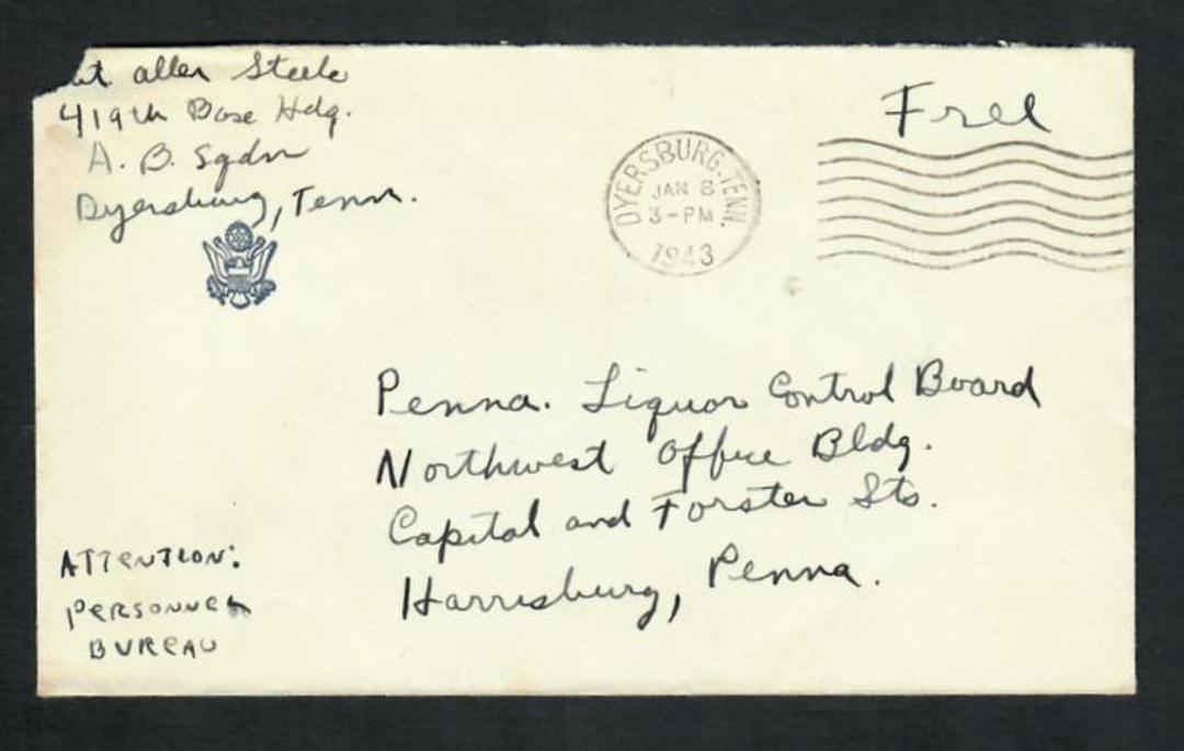 USA 1943 Letter from Serviceman. Freepost. image 0