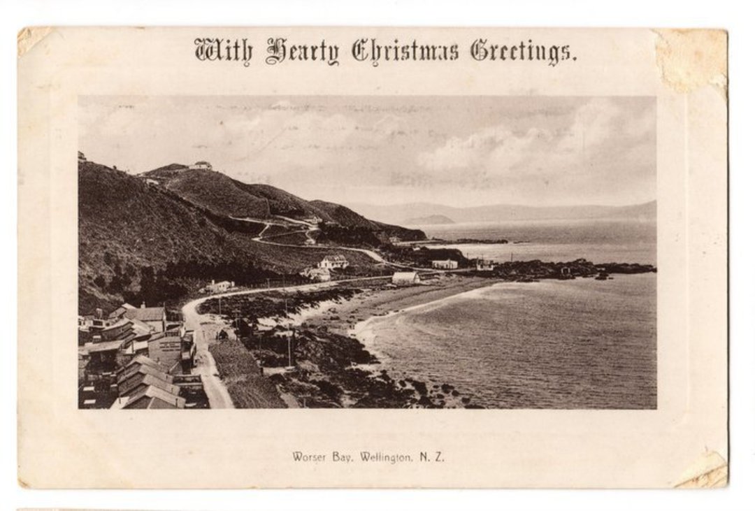 Real Photograph of Worser Bay Wellington. With hearty Christmas Greetings. - 47356 - Postcard image 0