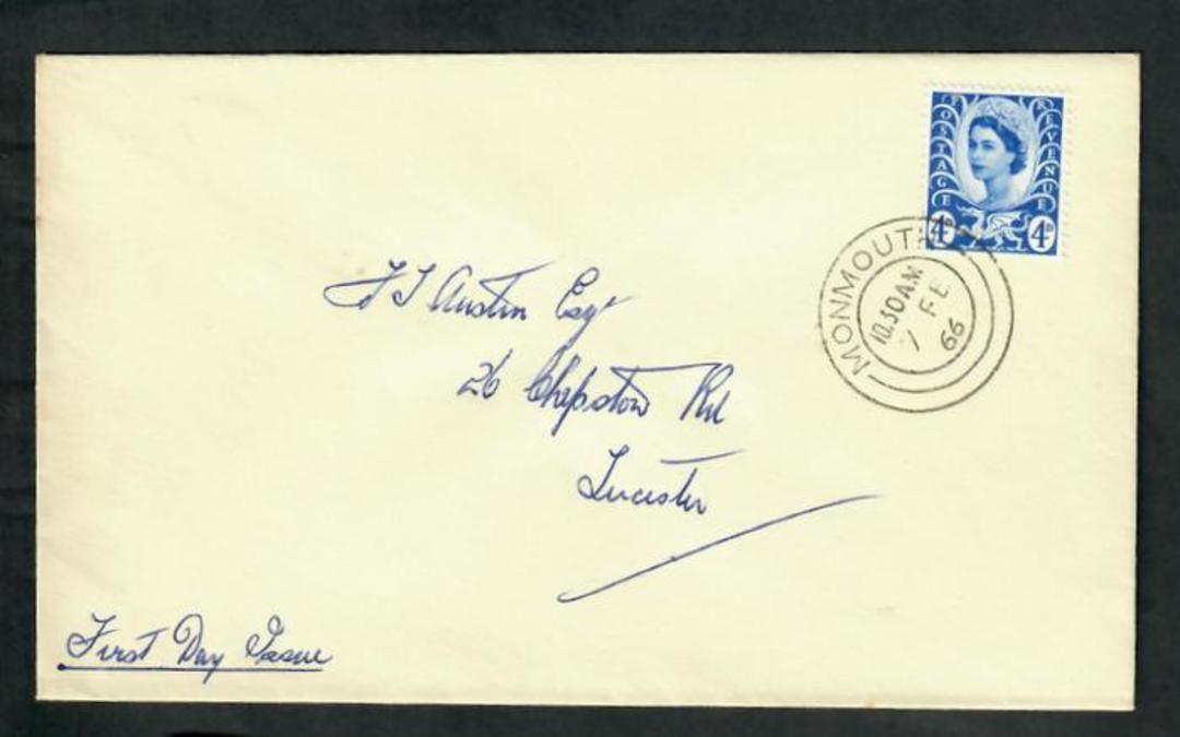 Wales Regional 4d fdc 7/2/66 postmarked MONMOUTH. - 30341 - FDC image 0