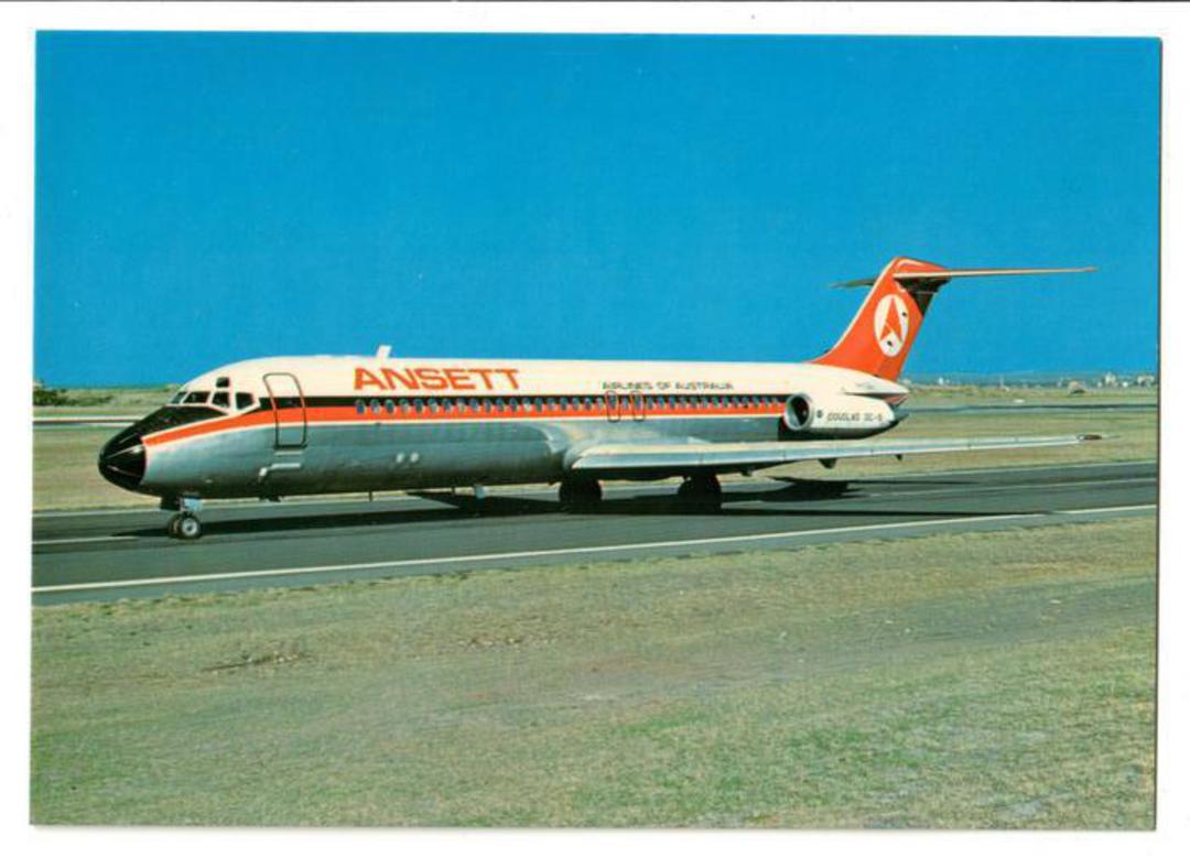 Coloured postcard of Ansett DC9. - 40868 - Postcard image 0