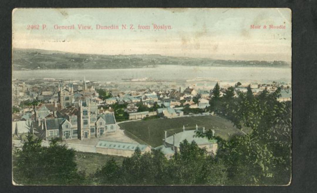 Coloured postcard by Muir and Moodie of Dunedin from Roslyn. - 249122 - Postcard image 0