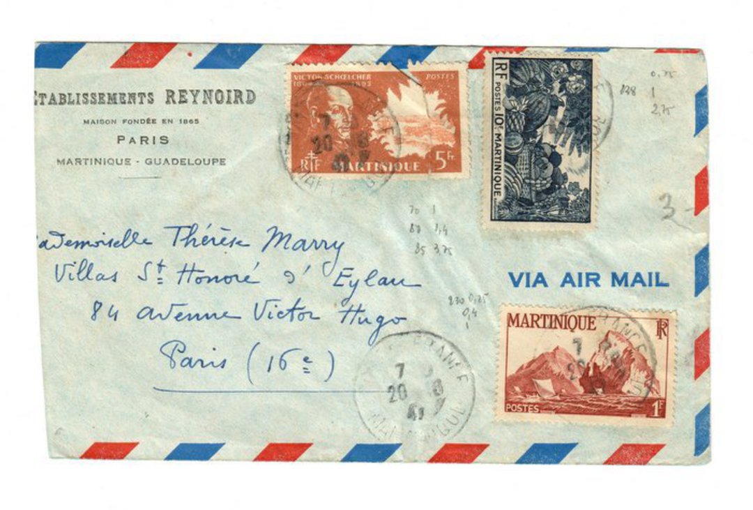 MARTINIQUE 1947 Airmail Letter from Fort de France to Paris. - 37817 - PostalHist image 0