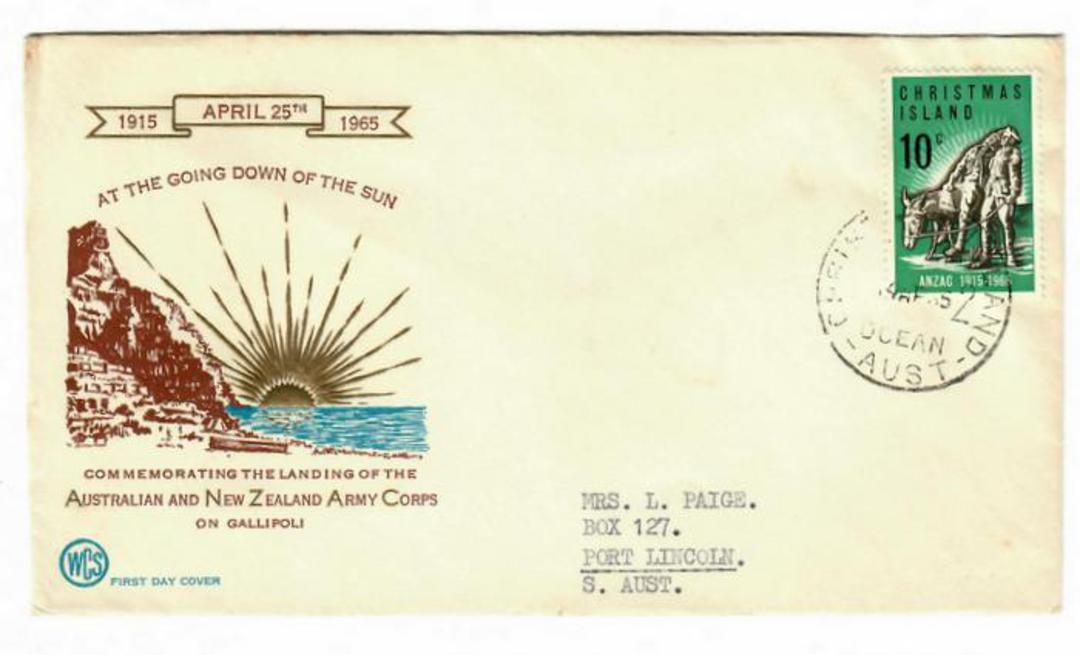 CHRISTMAS ISLAND 1965 50th Anniversary of the Gallipoli Landing on first day cover. - 30506 - FDC image 0
