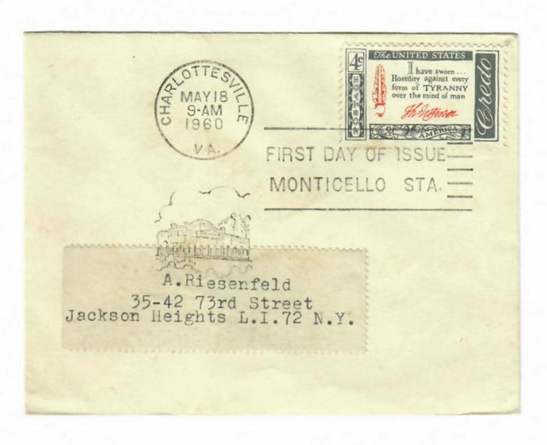 USA 1960 Credo. I have sworn............................... on first day cover. Special cachet. - 31195 - FDC image 0