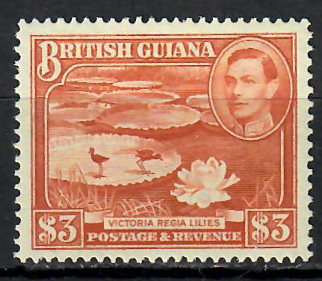 BRITISH GUIANA 1938 Geo 6th Definitive $3 Red-Brown. Perf 14x13. - 70963 - LHM image 0