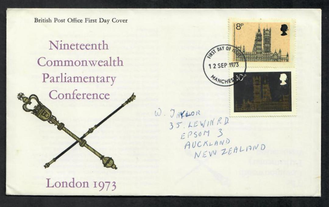 GREAT BRITAIN 1975 Commonwealth Partiamentary Conference. Set of 2 on first day cover. - 530338 - FDC image 0