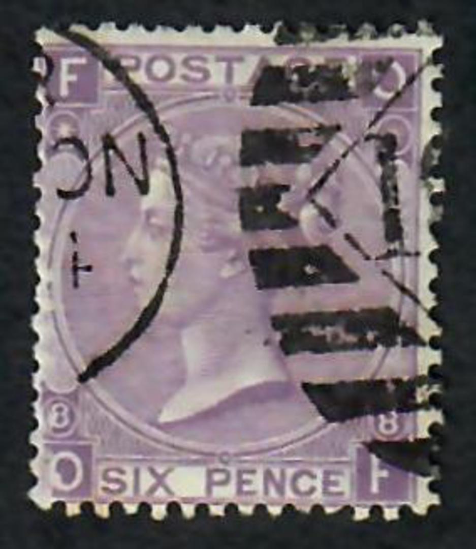 GREAT BRITAIN 1867 6d  Mauve. Without hyphen. Plate 8. Letters FOOF. Postmark ON and part diamond in bars. Good perfs. Reasonabl image 0