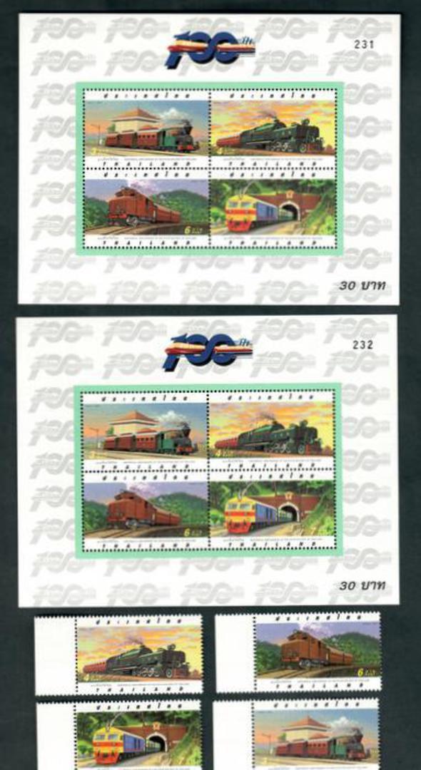 THAILAND 1997 Centenary of Thailand Railways. Set of 4 and 2 miniature sheets. - 52357 - UHM image 0