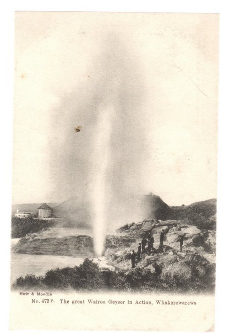 Early Undivided Postcard by Muir and Moodie of the great Wairoa Geyser in action. - 46060 - Postcard image 0