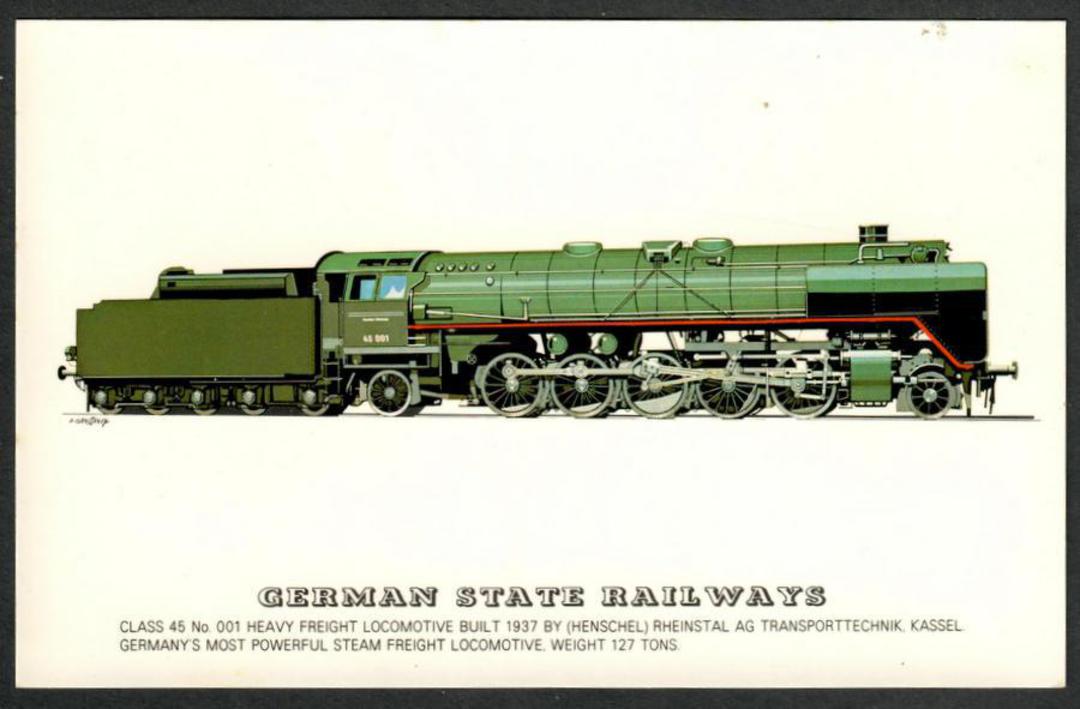 GERMAN STATE RAILWAYS Class 45 Heavy Freight No 001. Collectors card. - 240553 - Postcard image 0