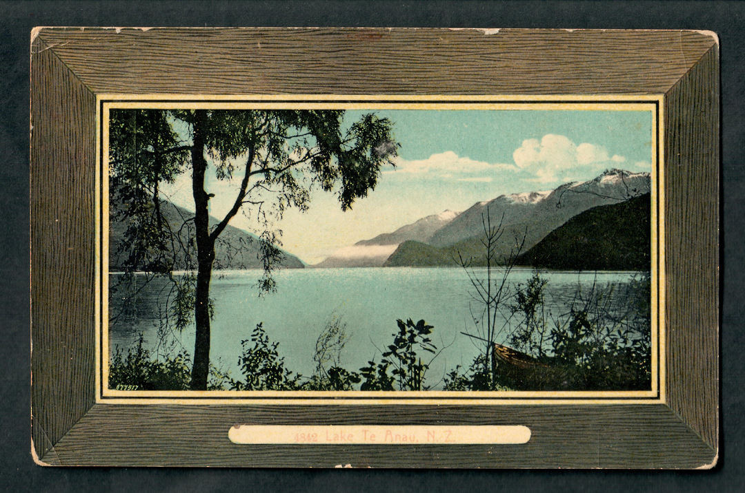 Framed Coloured postcard of Lake Te Anau. - 49342 - Postcard image 0