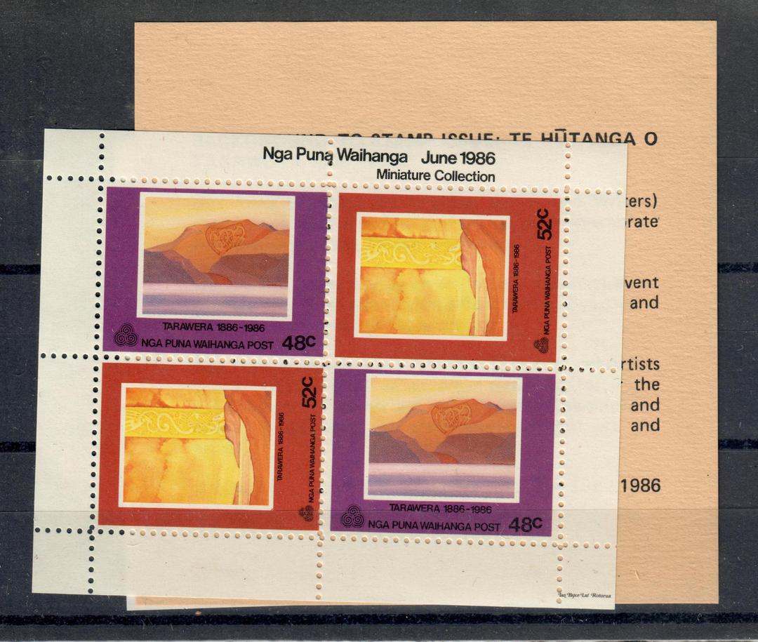NEW ZEALAND 1986 Nga Puna Waihanga miniature sheet commemorating the Centenary of the Mount Tarawera Volcanic Eruption. - 20833 image 0