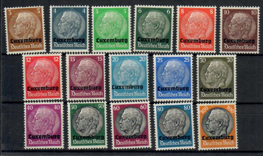 GERMANY Occupation Issues LUXEMBOURG 1940 Definitive Surchages on Germany Hindenburg set. Set of 16. - 23742 - Mint image 0