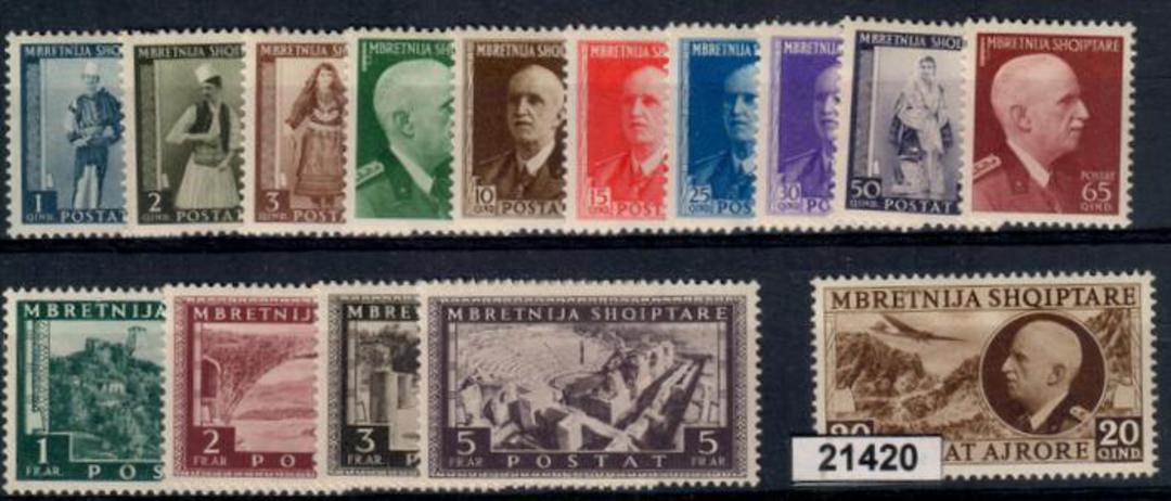 ALBANIA 1939-40 Definitives. Set of 15. - 21420 - LHM image 0