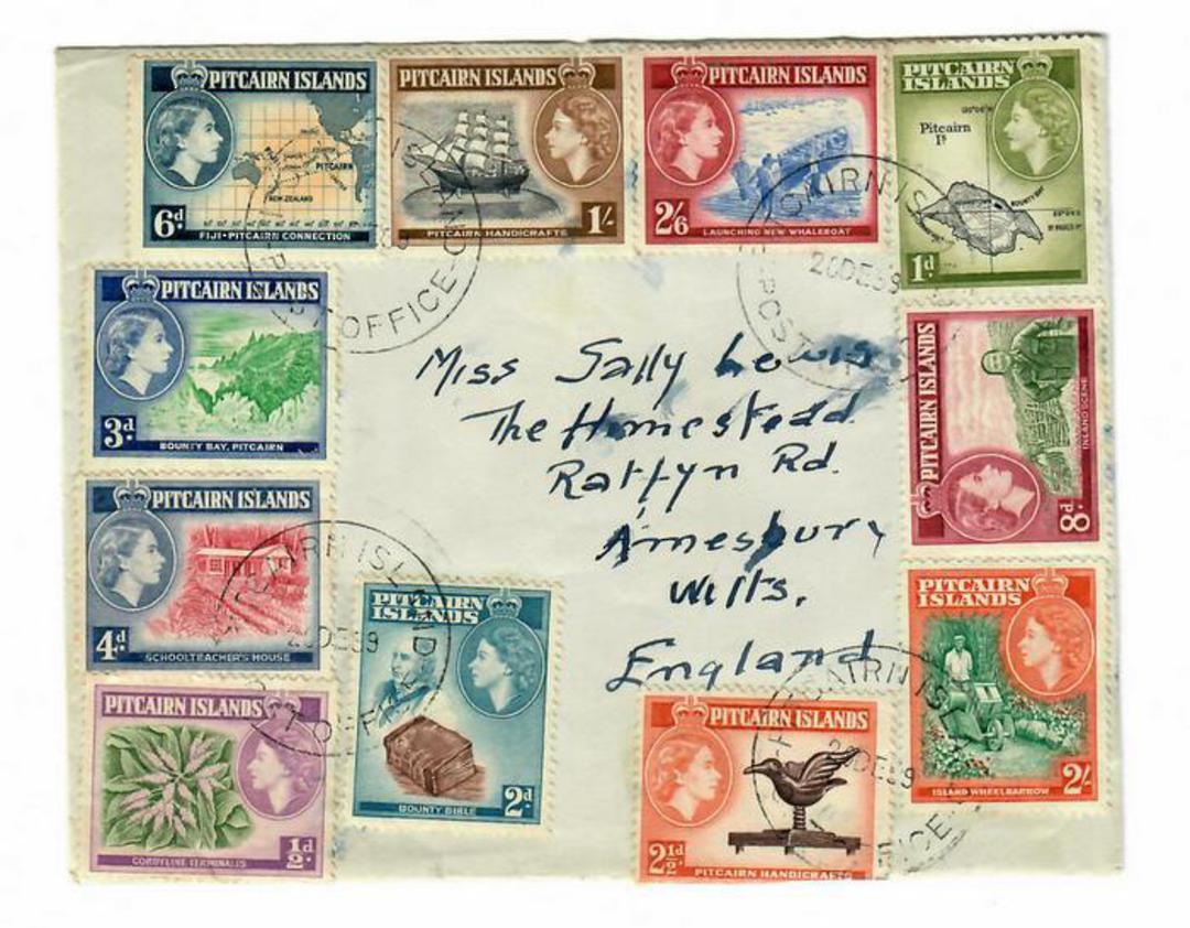 PITCAIRN ISLANDS 1957 Definitives. Set of 11 as initially issued on first day cover. . - 30536 - PostalHist image 0
