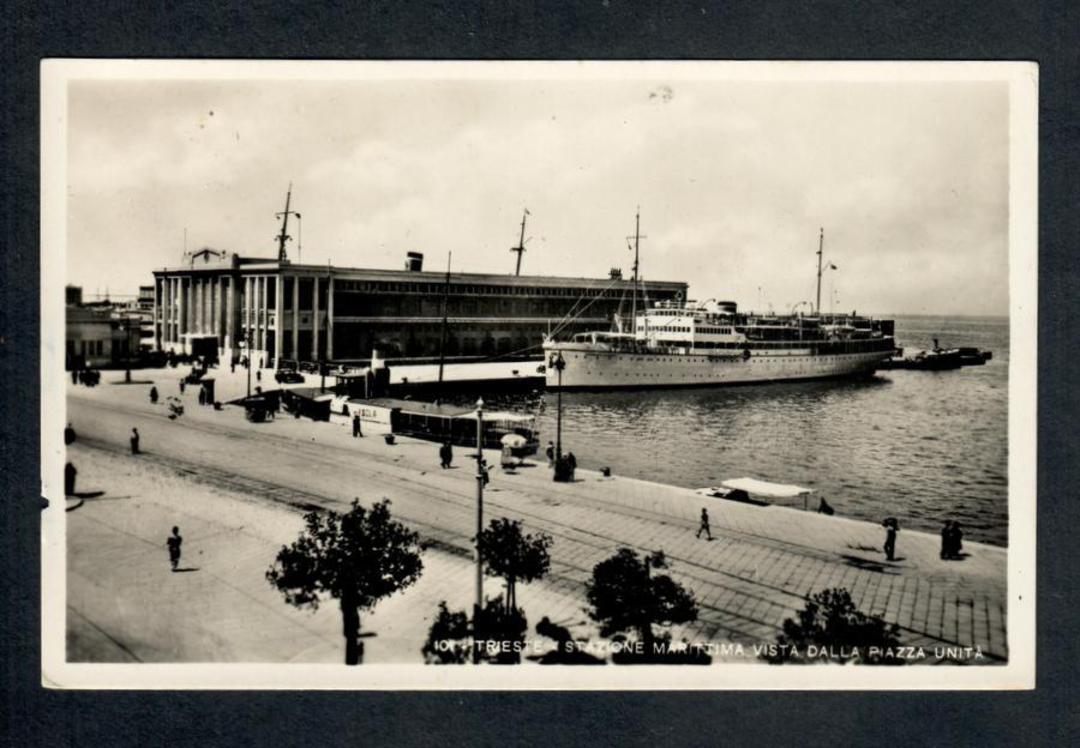 Real Photograph of Ship in port at Trieste in 1945. - 40313 - Postcard image 0