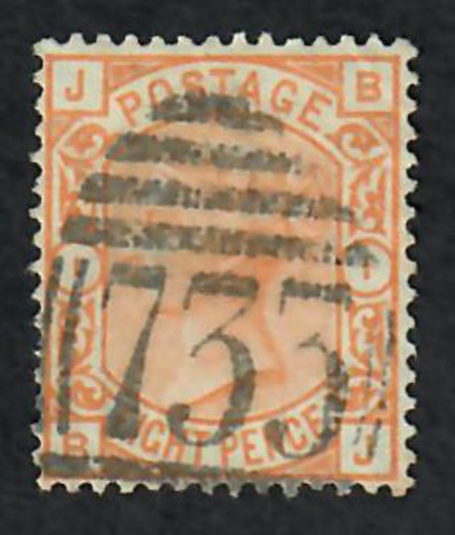 GREAT BRITAIN 1873 8d Orange. Plate 1. Letters JBBJ. Well centred. Good perfs. Postmark 733 in oval bars. Good colour. - 70305 - image 0