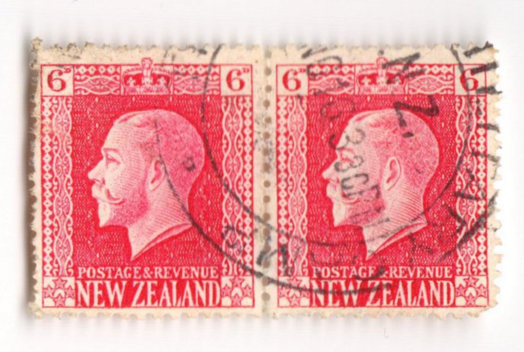 NEW ZEALAND 1916 Postmark MILITARY CAMP on pair of 6d Geo 5th Definitives. - 79624 - Postmark image 0