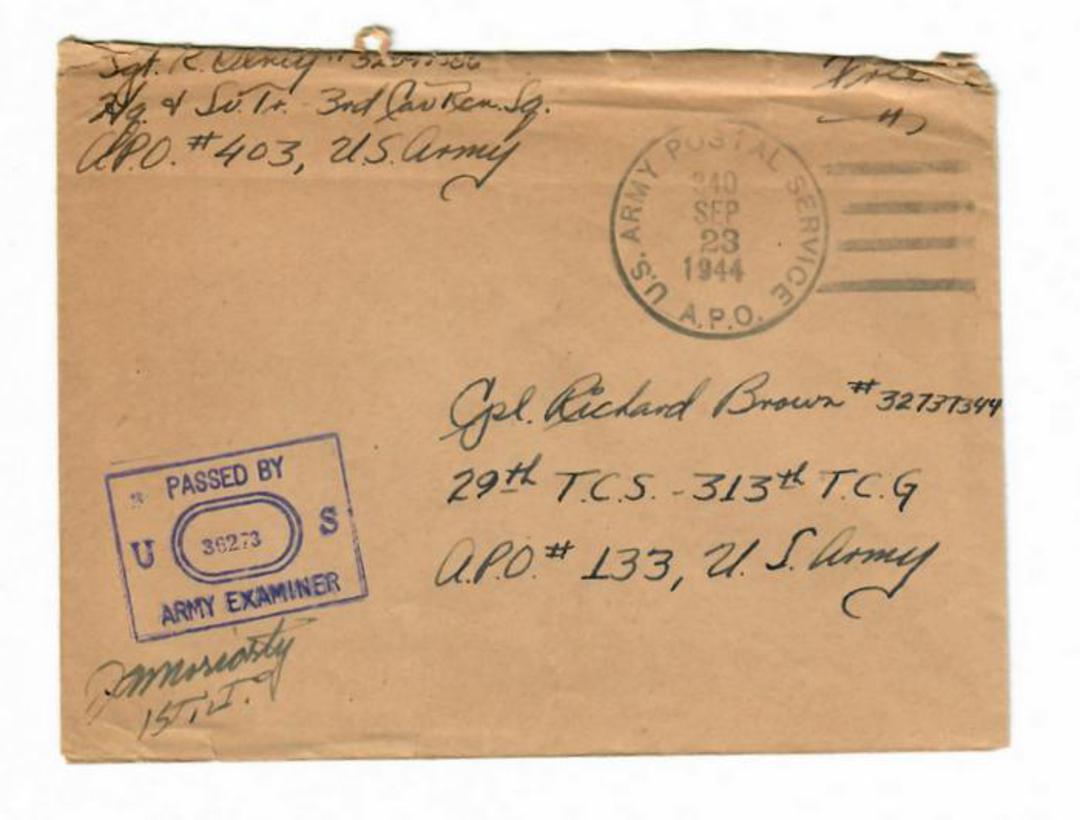 USA 1944 Letter from army serviceman. Free. Postmark US Army Postal Service 240. Passed by Army Examiner 36273. image 0