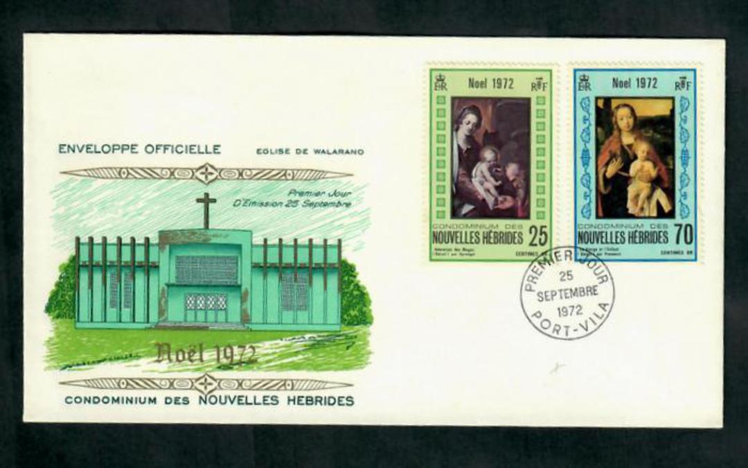 NOUVELLES HEBRIDES 1972 Christmas. Set of 2 on first day cover. - 30590 - FDC image 0