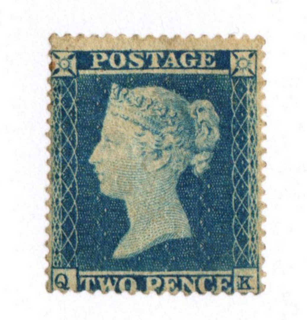 GREAT BRITAIN 1854 2d Deep blue. Perf 16. Rare in mint condition. Watermark Small Crown. Letters QK. - 70056 - MNG image 0