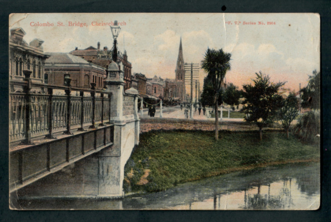 Postcard of Colombo Street Bridge Christchurch. - 248349 - Postcard image 0