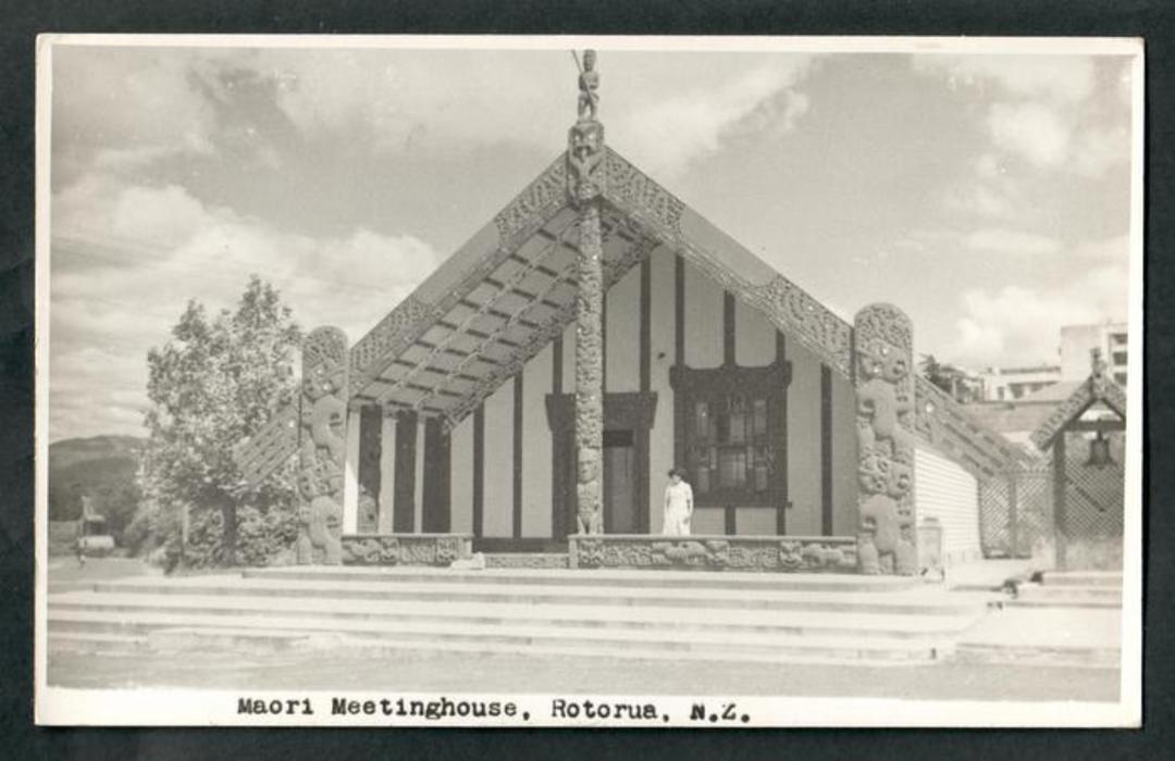 Real Photograph by N S Seaward of Maori Meetinghouse Rotorua. - 49639 - Postcard image 0