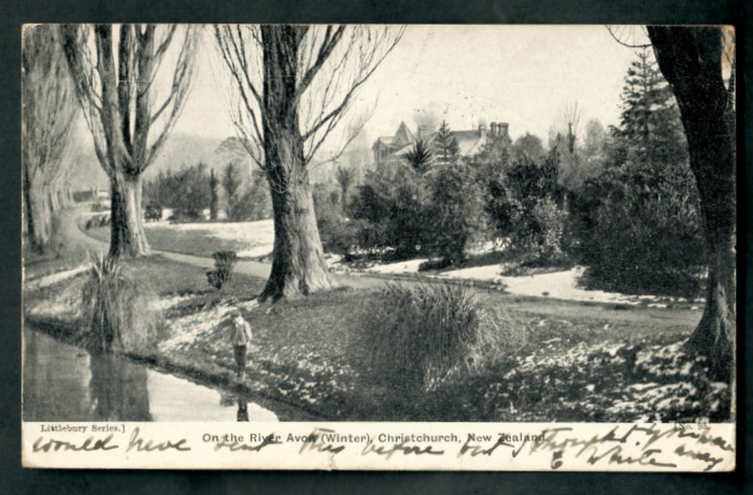 Early Undivided Postcard of Avon River in winter Christchurch. - 48400 - Postcard image 0