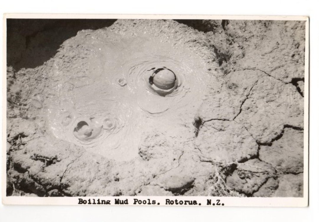 Real Photograph by N S Seaward of Boiling Mud Pools Rotorua. - 46225 - Postcard image 0