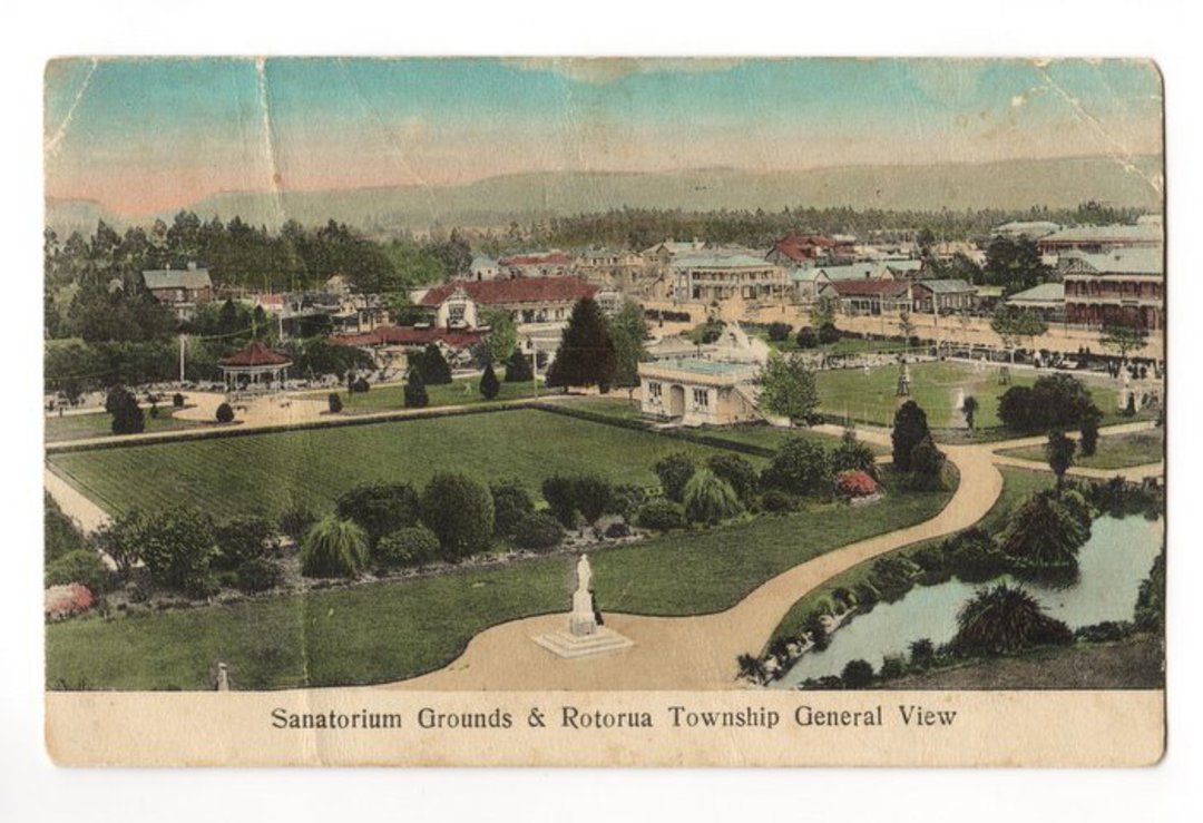 Coloured postcard of Sanatorium Gardens Rotorua. - 245902 - Postcard image 0