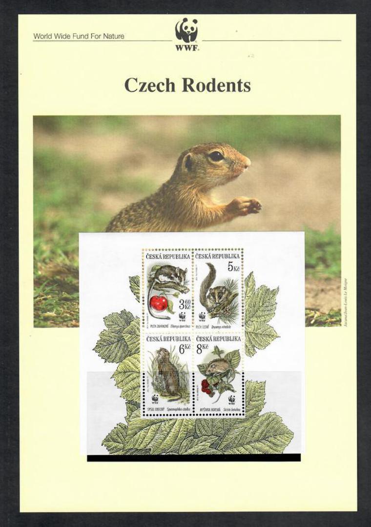 CZECH REPUBLIC 1996 World Wildlife Fund.  Rodents. Miniature sheet in mint never hinged and set of 4 on first day covers with 6 image 0