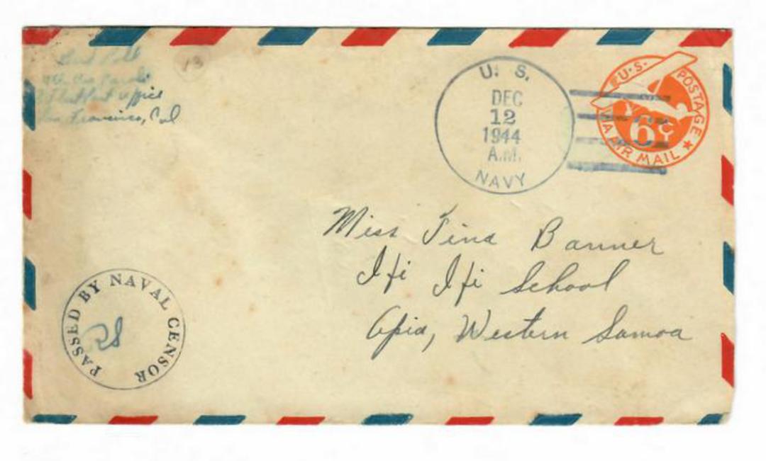 USA 1944 Airmail Letter. Postmark US Navy. Passed by Naval Censor. image 0