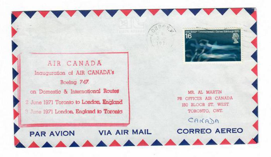 GREAT BRITAIN 1971 Inauguration of Air Canada Boeing 747 London to Toronto. - 30119 - PostalHist image 0