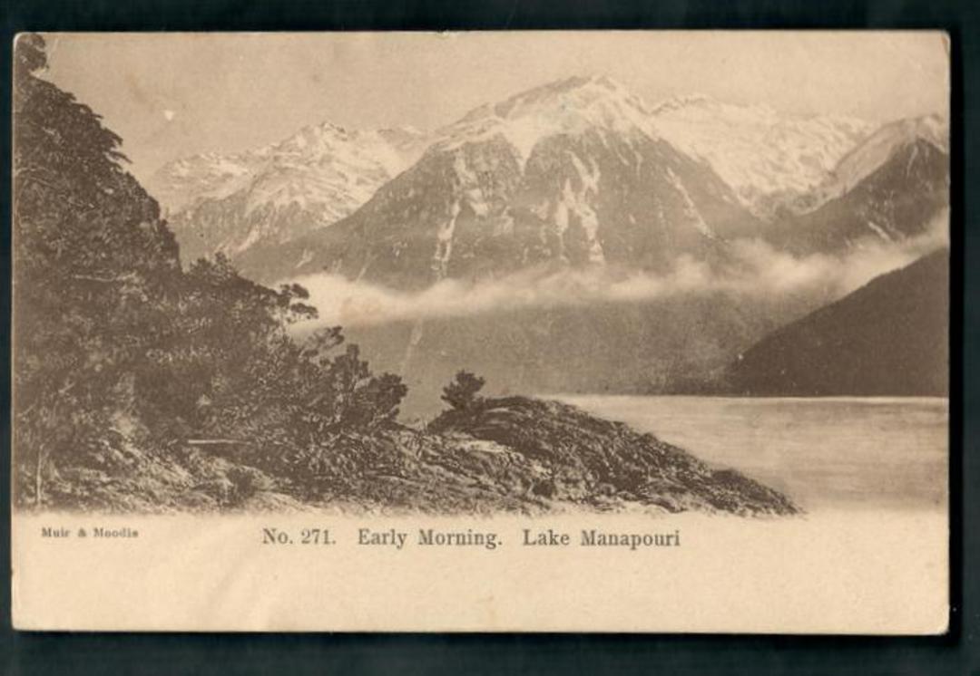 Early Undivided Postcard by Muir & Moodie. Early morning Lake Manapouri. - 49057 - Postcard image 0