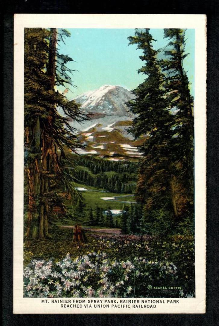 USA Coloured Postcard by Union Pacific Railroad of Mt Rainier. - 40696 - Postcard image 0