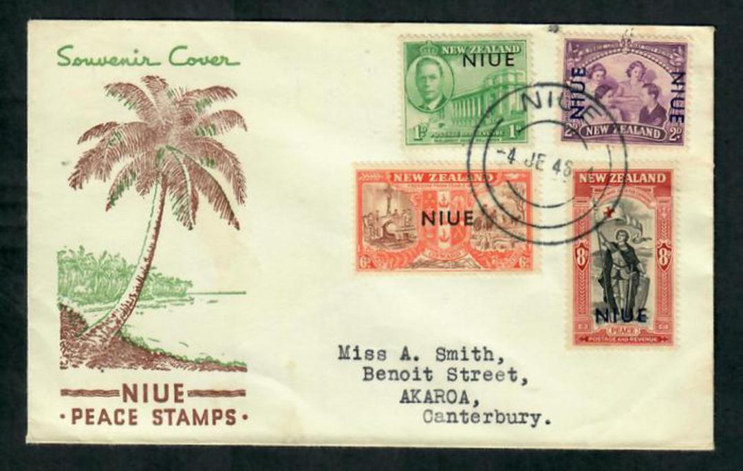 NIUE 1946 Peace. Set of 4 on illustrated first day cover. - 30591 - FDC image 0