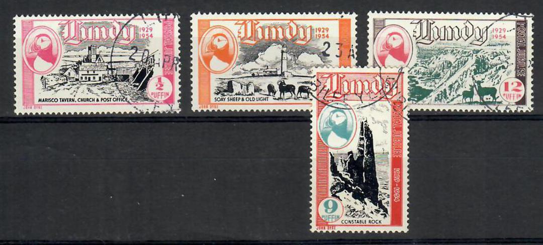 LUNDY 1954 Postal Jubilee. Four postal values. - 25651 - VFU image 0