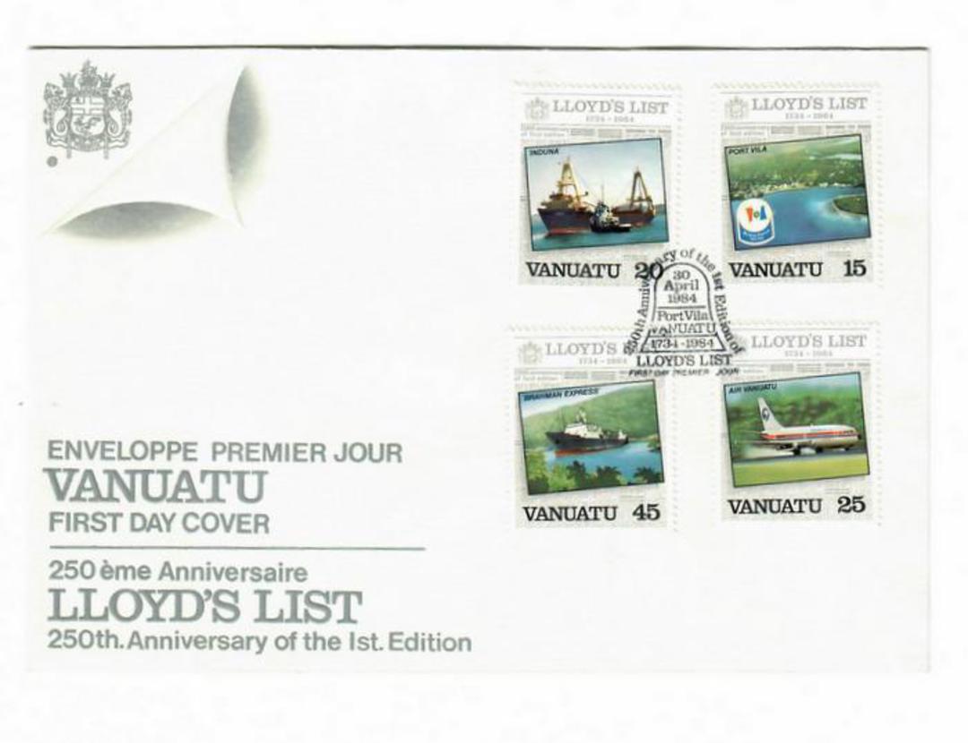 VANUATU 1984 250th Anniversary of Lloyd's List. Set of 4 on first day cover. - 32004 - FDC image 0