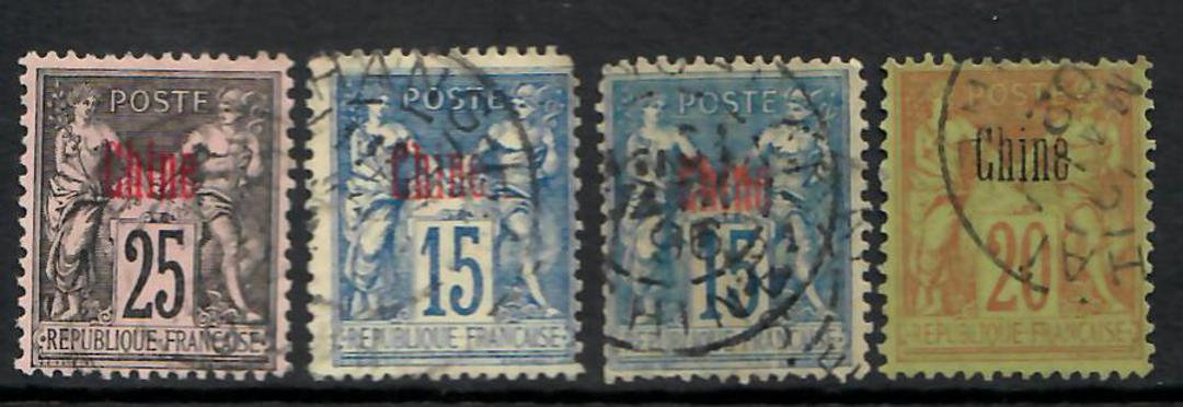 FRENCH POST OFFICES IN CHINA 1894. Set of 13 with shades (21stamps) and vermillion surcharges where applicable. A very nice sele image 2