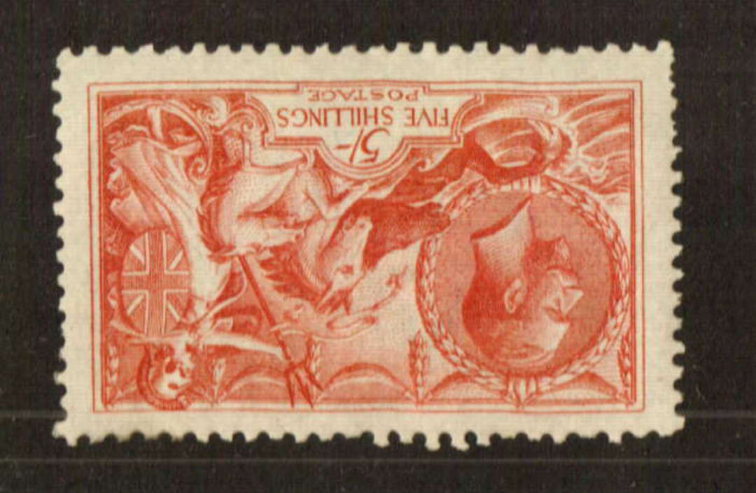 GREAT BRITAIN 1918 George 5th 5/- Rose-red. Perfs short in lower left - 70786 - Mint image 0