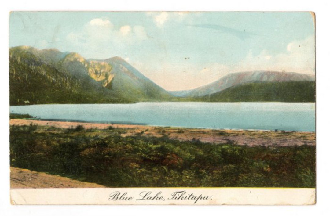 Coloured postcard of Blue Lake Tikitapu. - 46072 - Postcard image 0